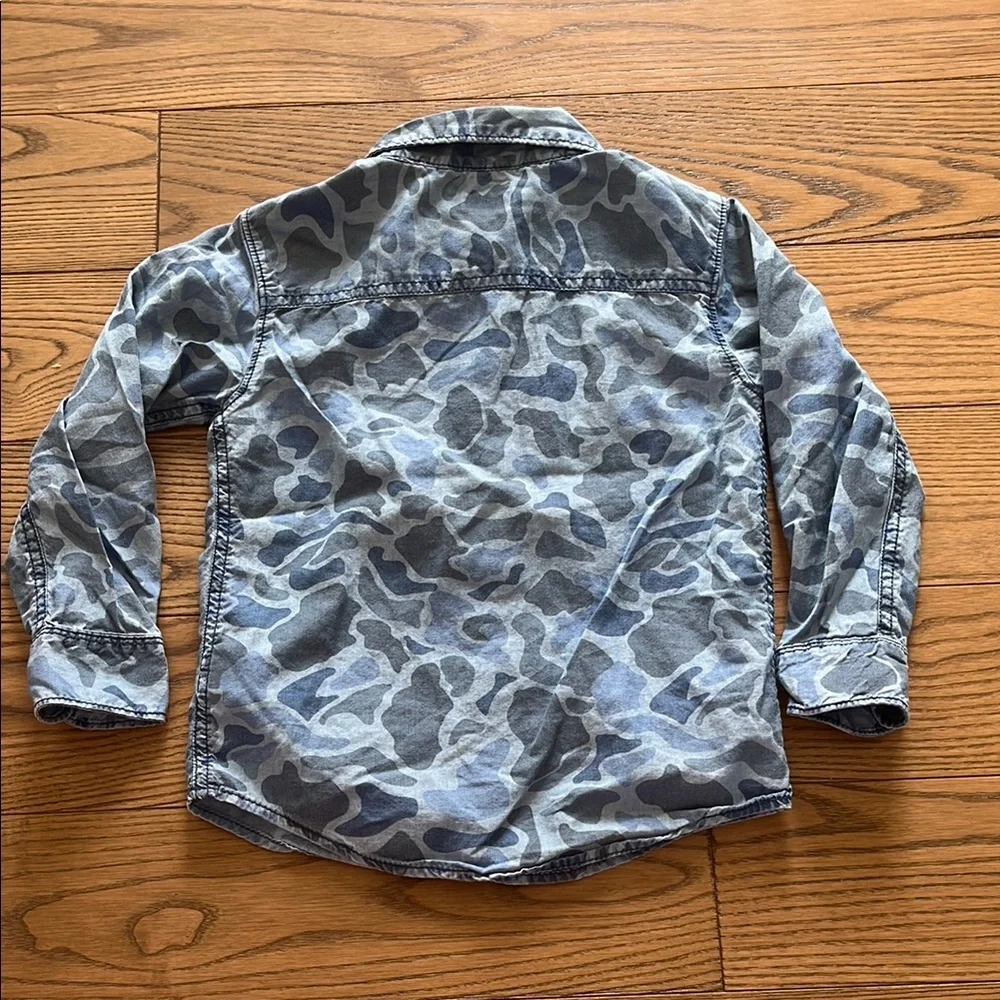 Blue Camouflage Button Down Shirt